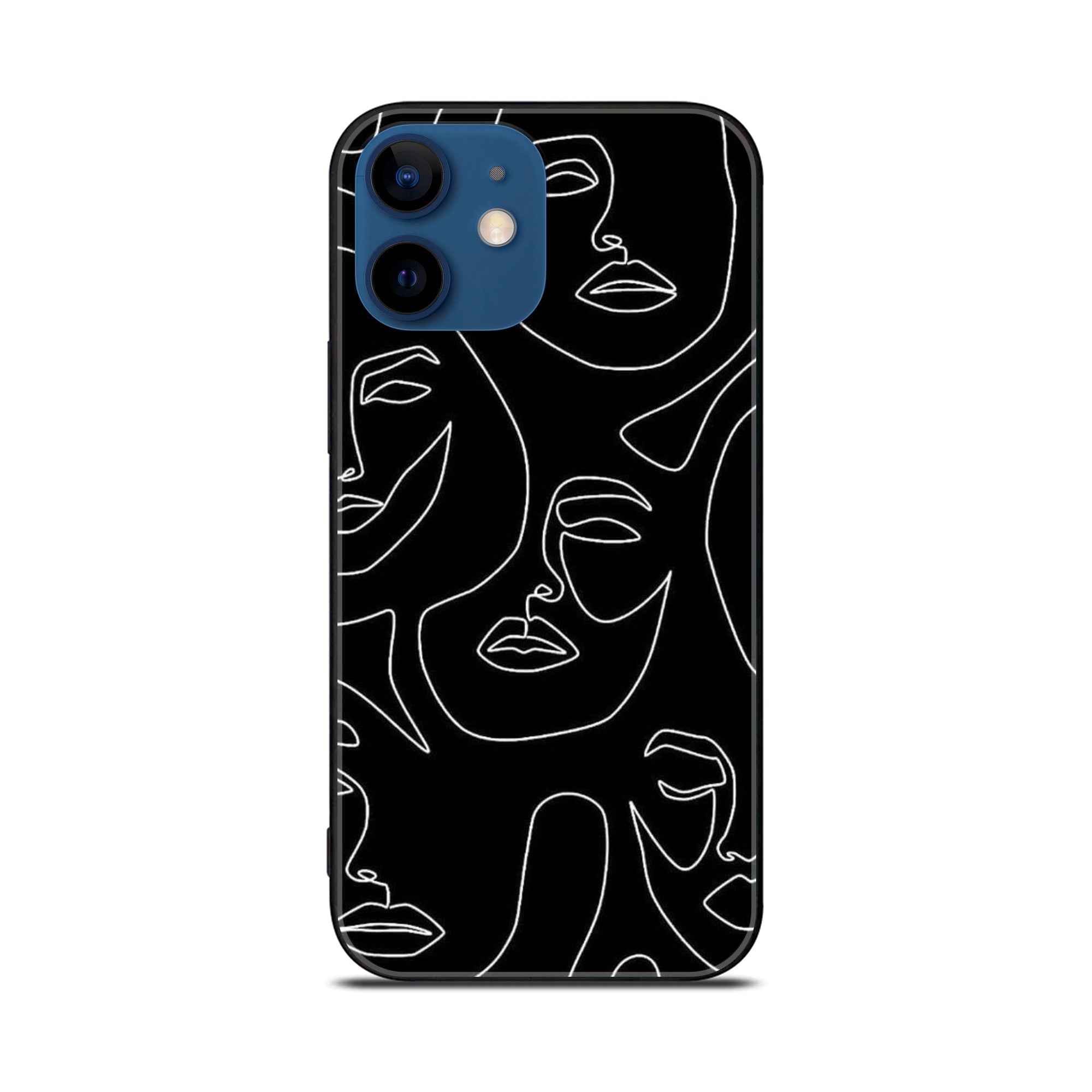 iPhone 11 Girl Line Art Premium Printed Glass soft Bumper shock Proof Case