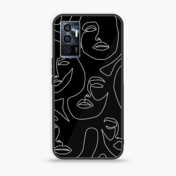 Vivo V23e -Girl Line Art Series - Premium Printed Glass soft Bumper shock Proof Case