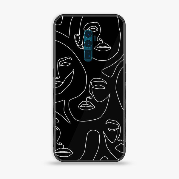 OPPO Reno 10x Zoom Girl line Art  Premium Printed Glass soft Bumper shock Proof Case