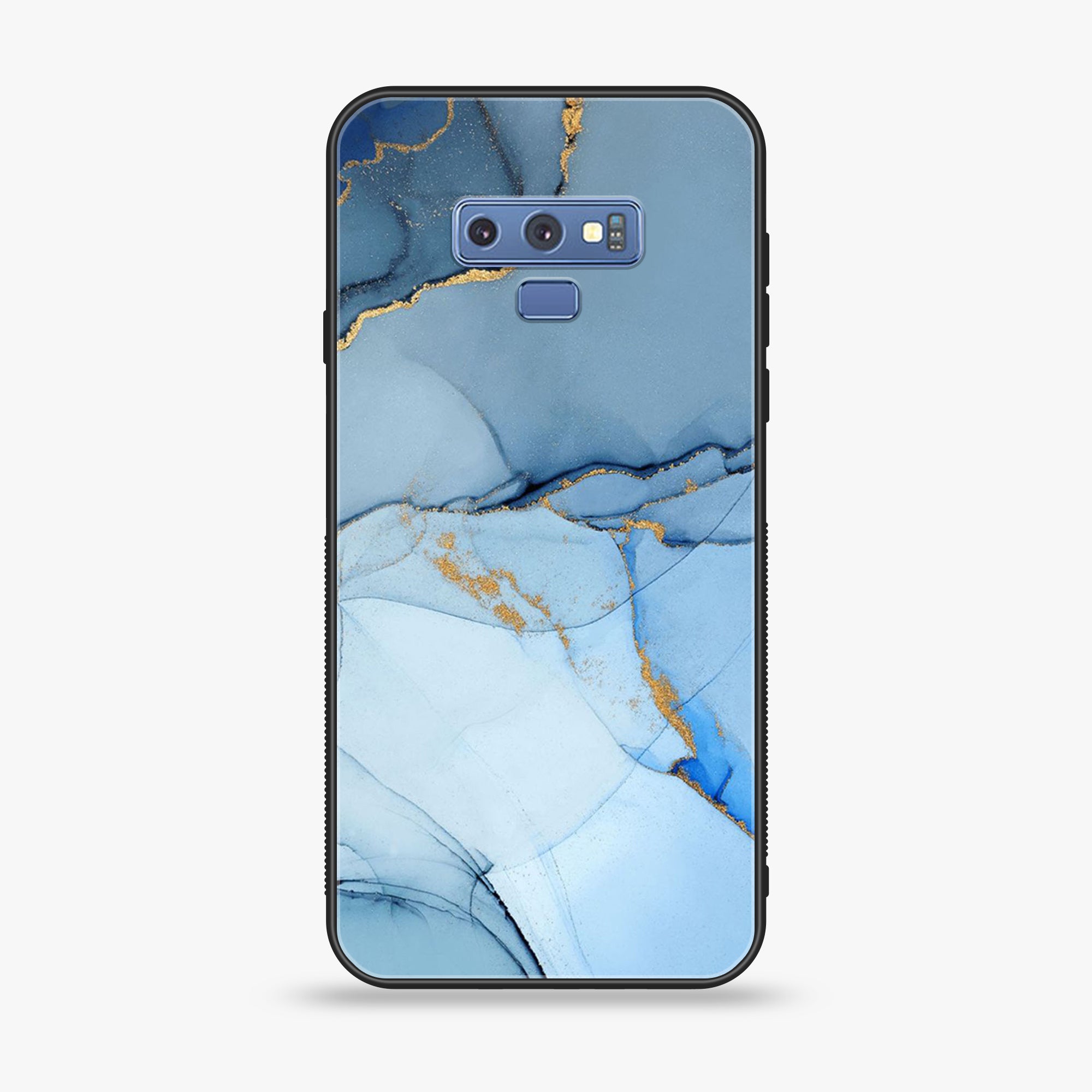 Samsung Galaxy Note 9 - Blue Marble Series - Premium Printed Glass soft Bumper shock Proof Case