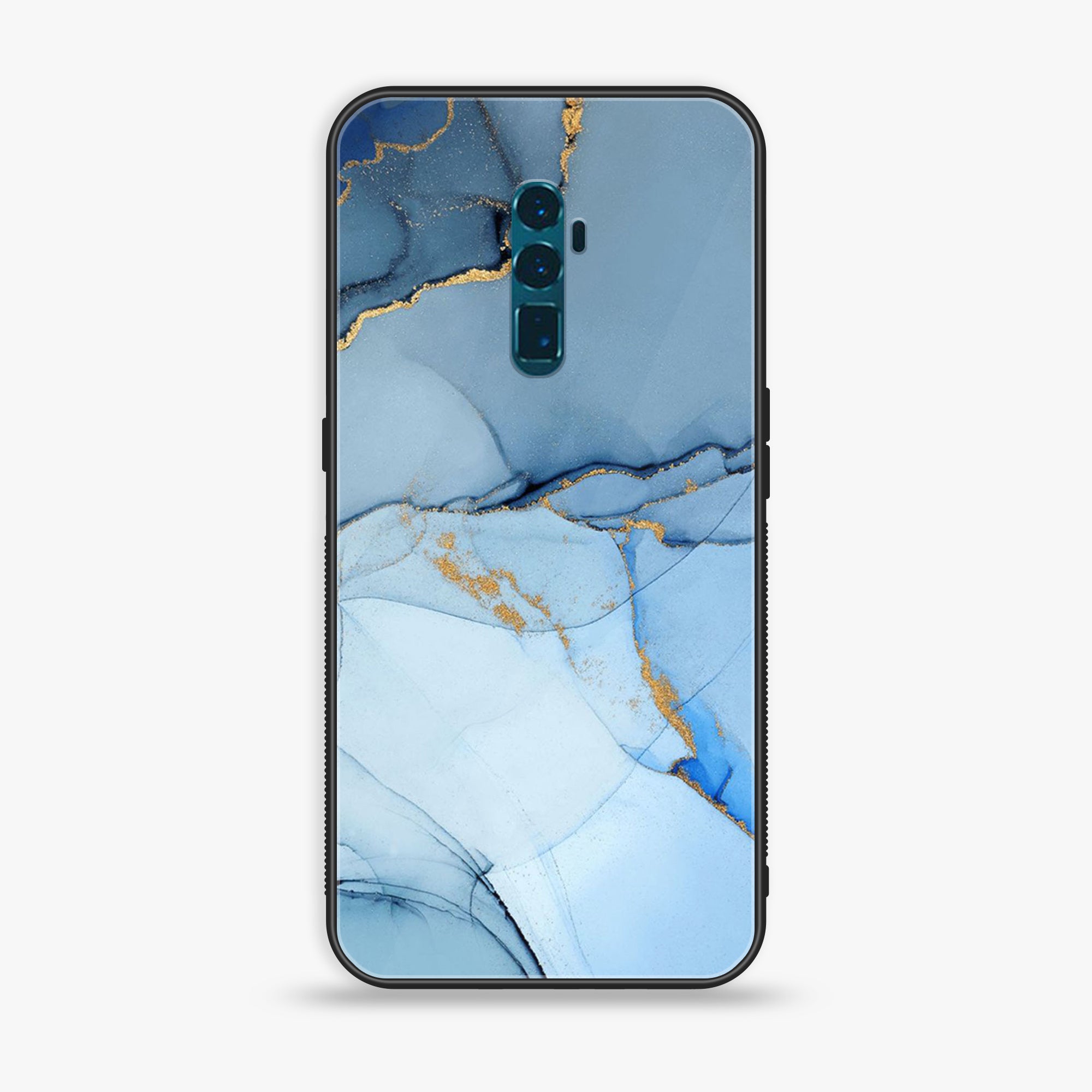 OPPO Reno 10x Zoom Blue Marble Series Premium Printed Glass soft Bumper shock Proof Case
