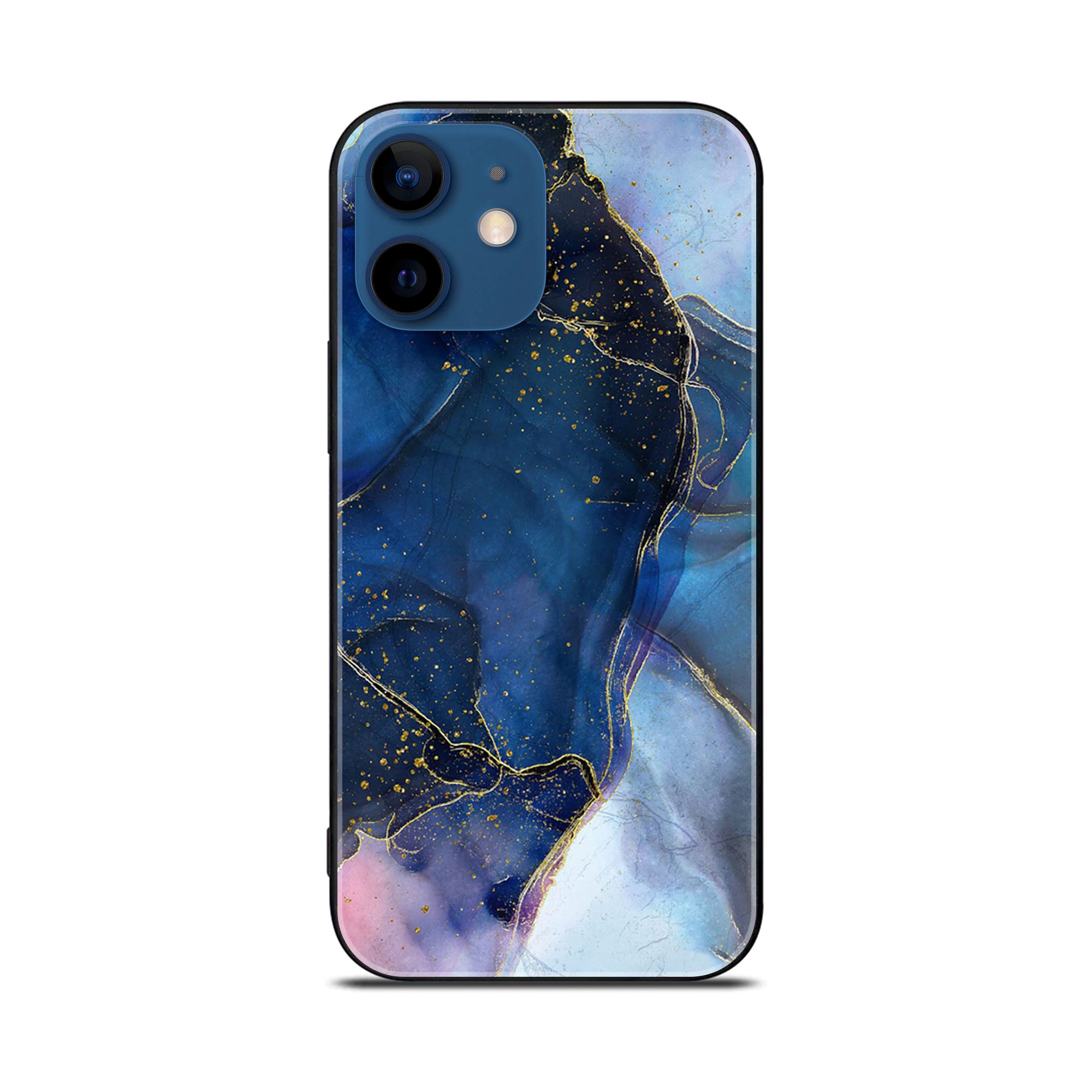 iPhone 12 Mini Blue Marble Series  Premium Metal Printed soft Bumper shock Proof Case