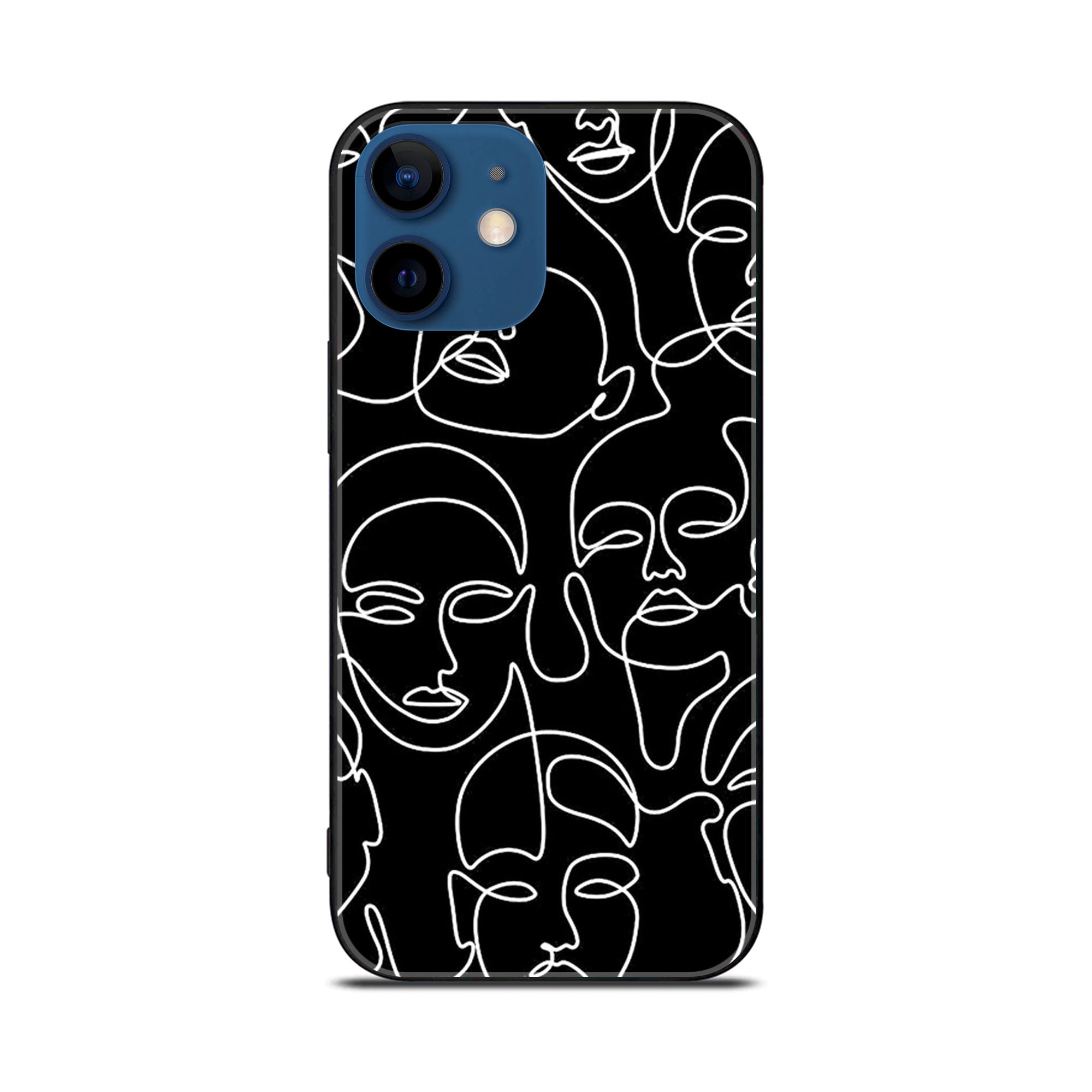 iPhone 11 Girl Line Art Premium Printed Glass soft Bumper shock Proof Case