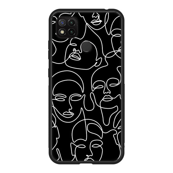 Xiaomi Redmi 9C/ 10A - Girl Line Art Design 10  - Premium Printed Glass soft Bumper shock Proof Case CS-35253