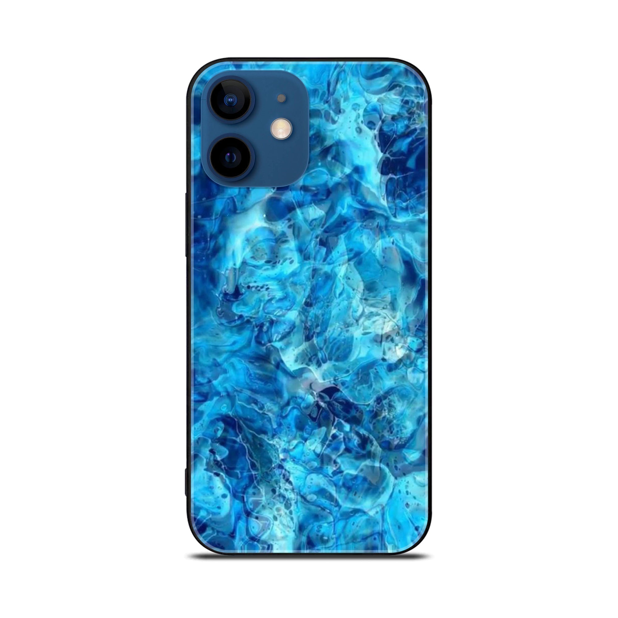 iPhone 11 Blue Marble Series  Premium Printed Glass soft Bumper shock Proof Case