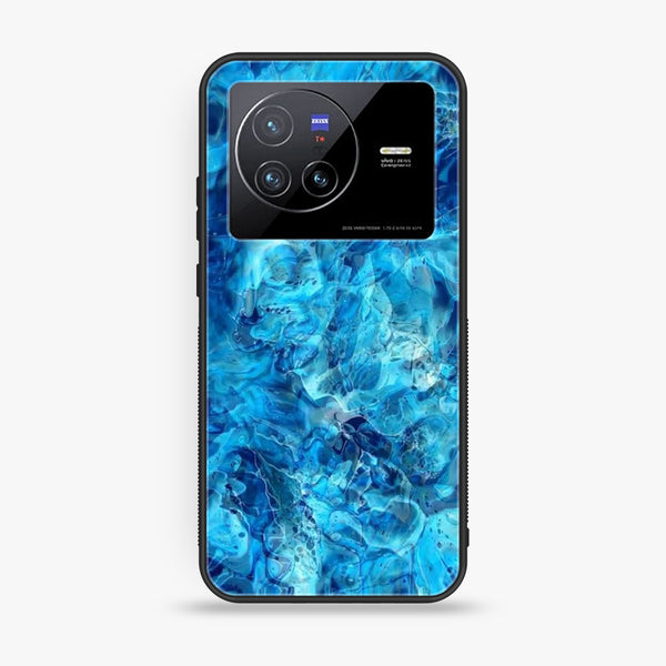 Vivo X80- Blue Marble Design 6 - Premium Printed Glass soft Bumper shock Proof Case CS-19579