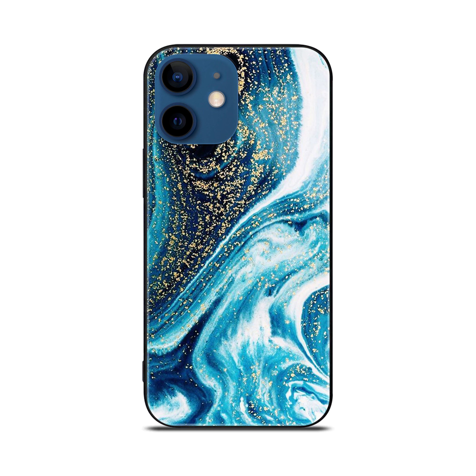 iPhone 12 Mini Blue Marble Series  Premium Metal Printed soft Bumper shock Proof Case