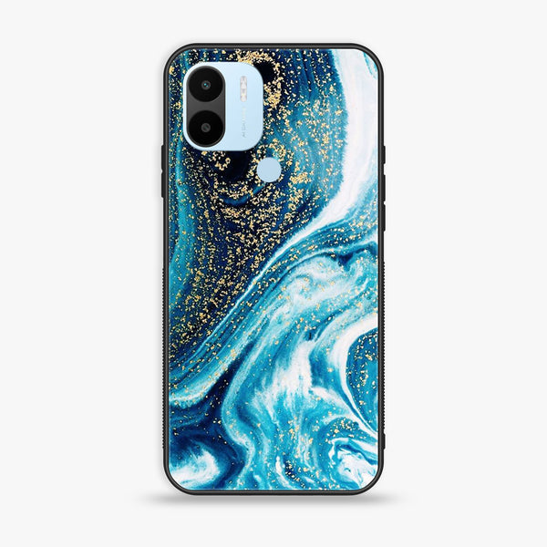 Xiaomi Redmi A1 Plus - Blue Marble  Design 5 - Premium Metal  Printed soft Bumper shock Proof Case CS-27328