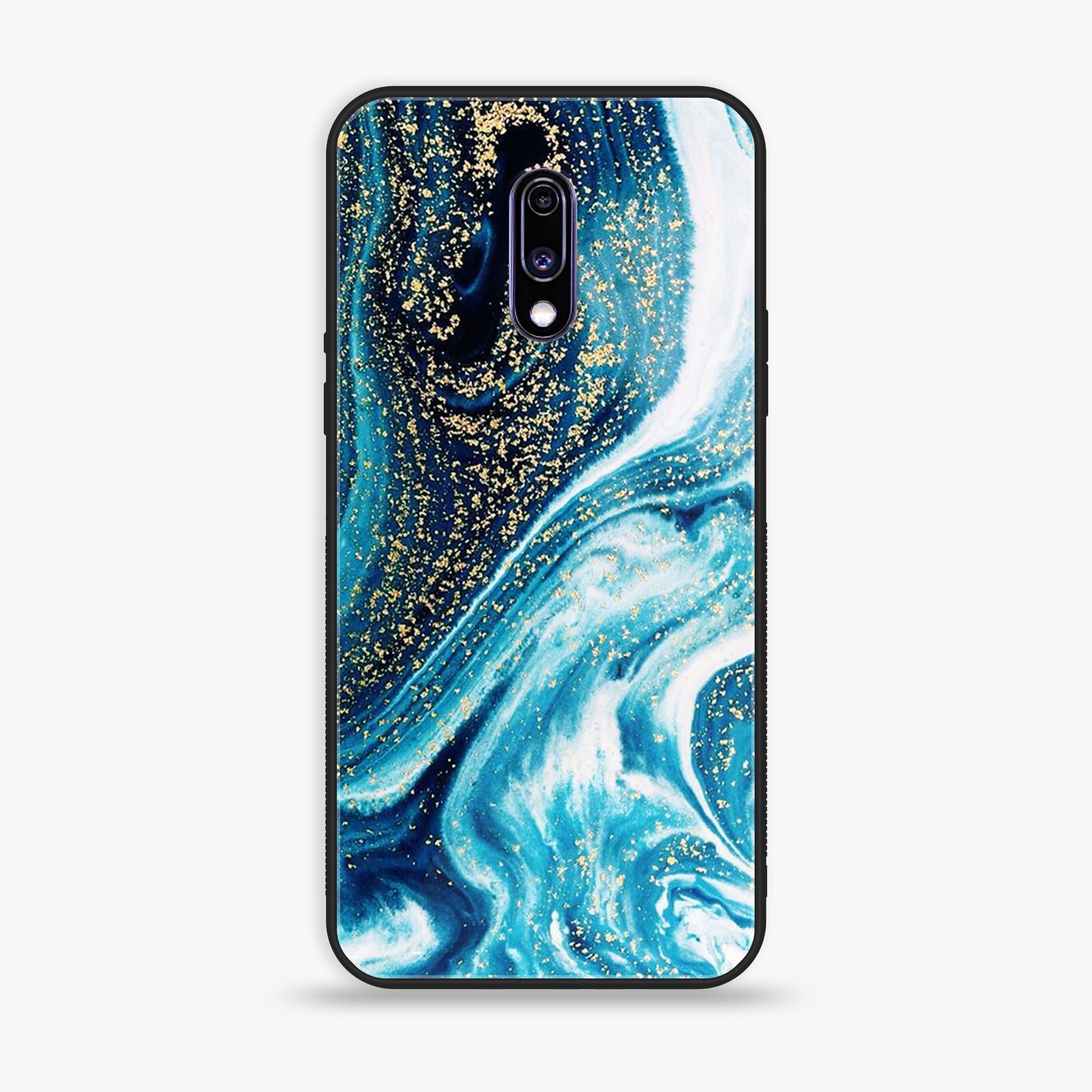 OnePlus 7 - Blue Marble Series - Premium Printed Glass soft Bumper shock Proof Case