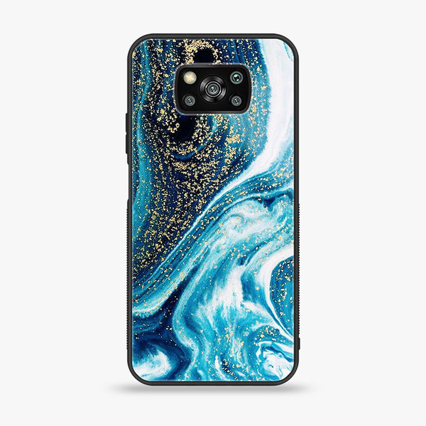 Xiaomi Poco X3 - Blue Marble Design 5 - Premium Printed Glass soft Bumper shock Proof Case CS-10448