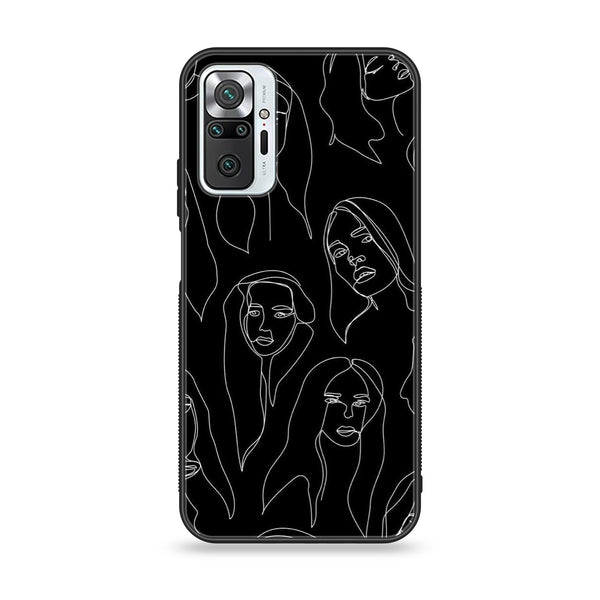 Xiaomi Redmi Note 10 Pro - Girl line Art  Design 8 - Premium Printed Glass soft Bumper shock Proof Case CS-18928