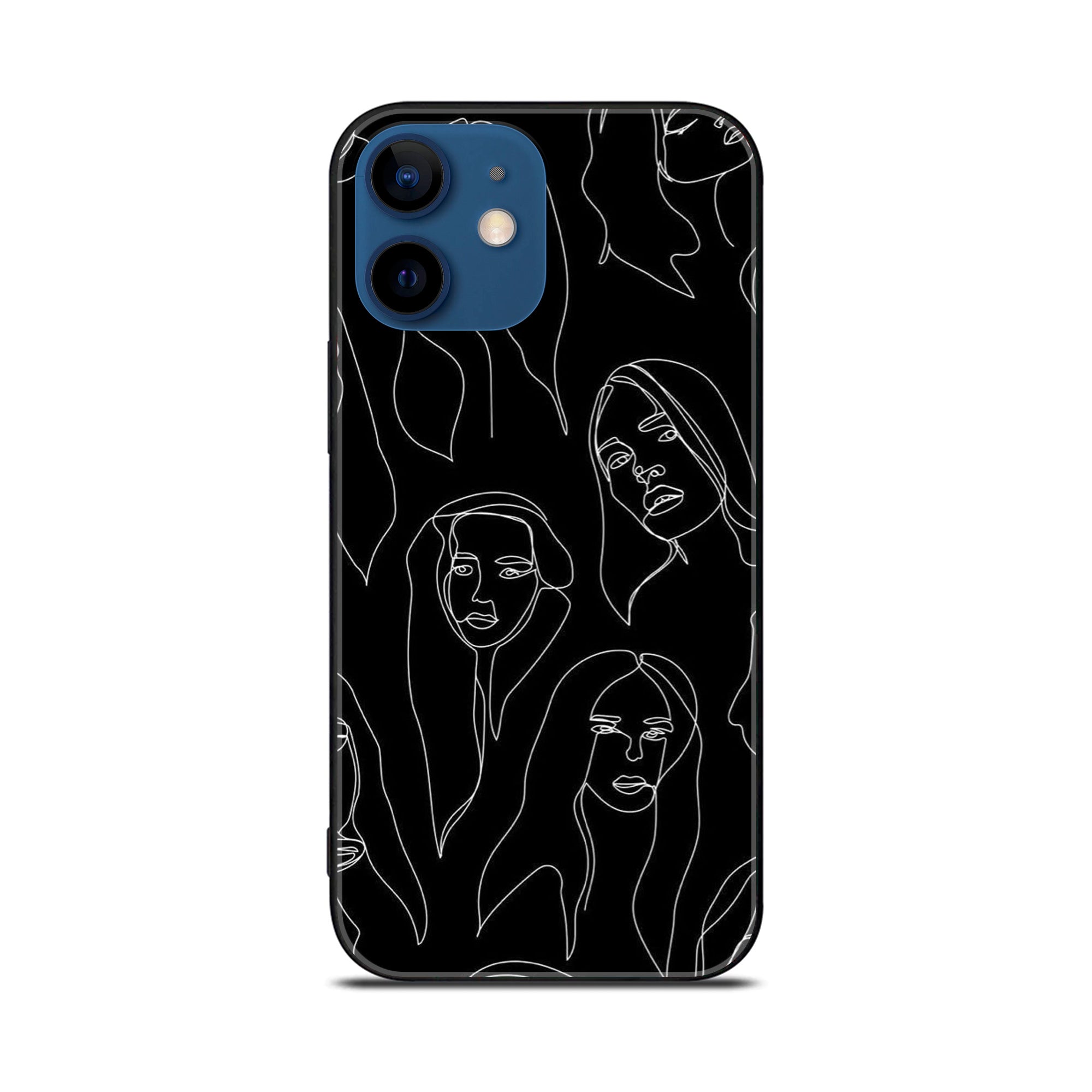 iPhone 11 Girl Line Art Premium Printed Glass soft Bumper shock Proof Case