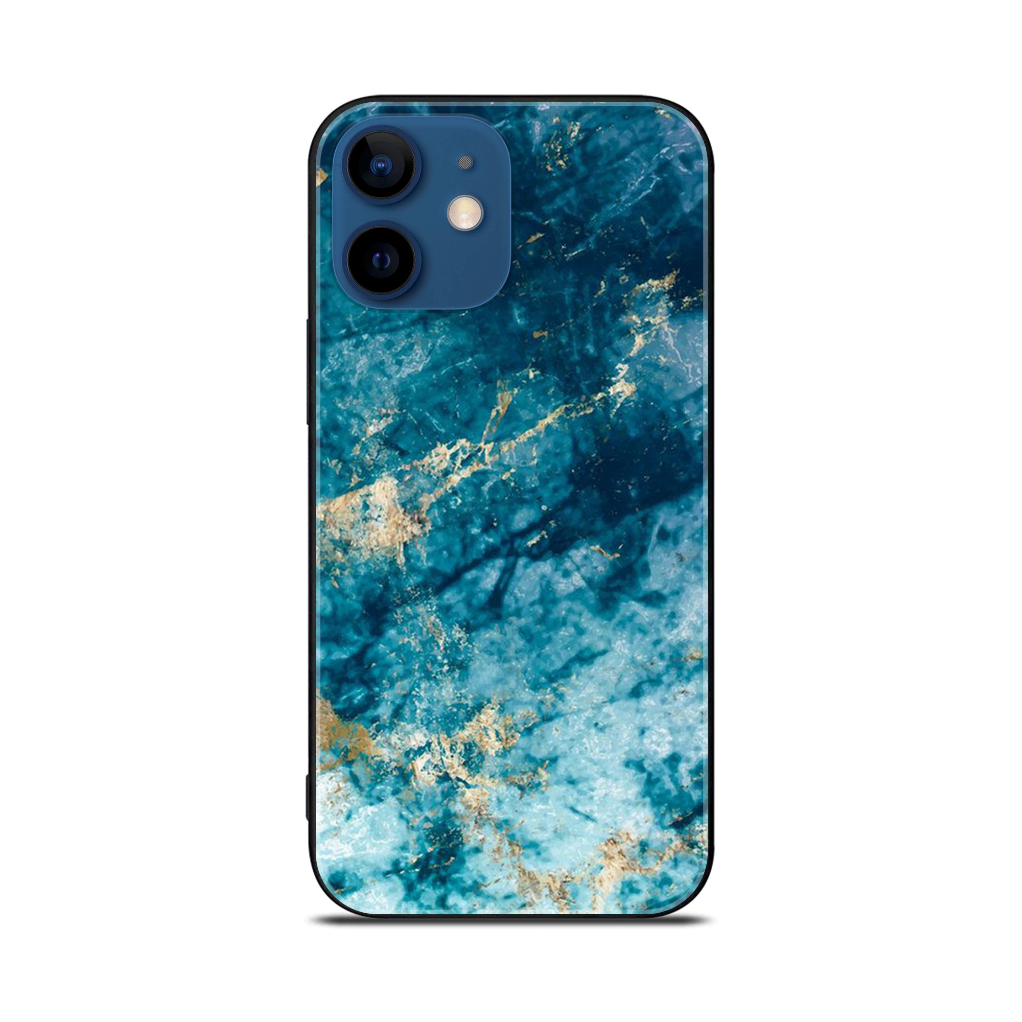 iPhone 12 Mini Blue Marble Series  Premium Metal Printed soft Bumper shock Proof Case