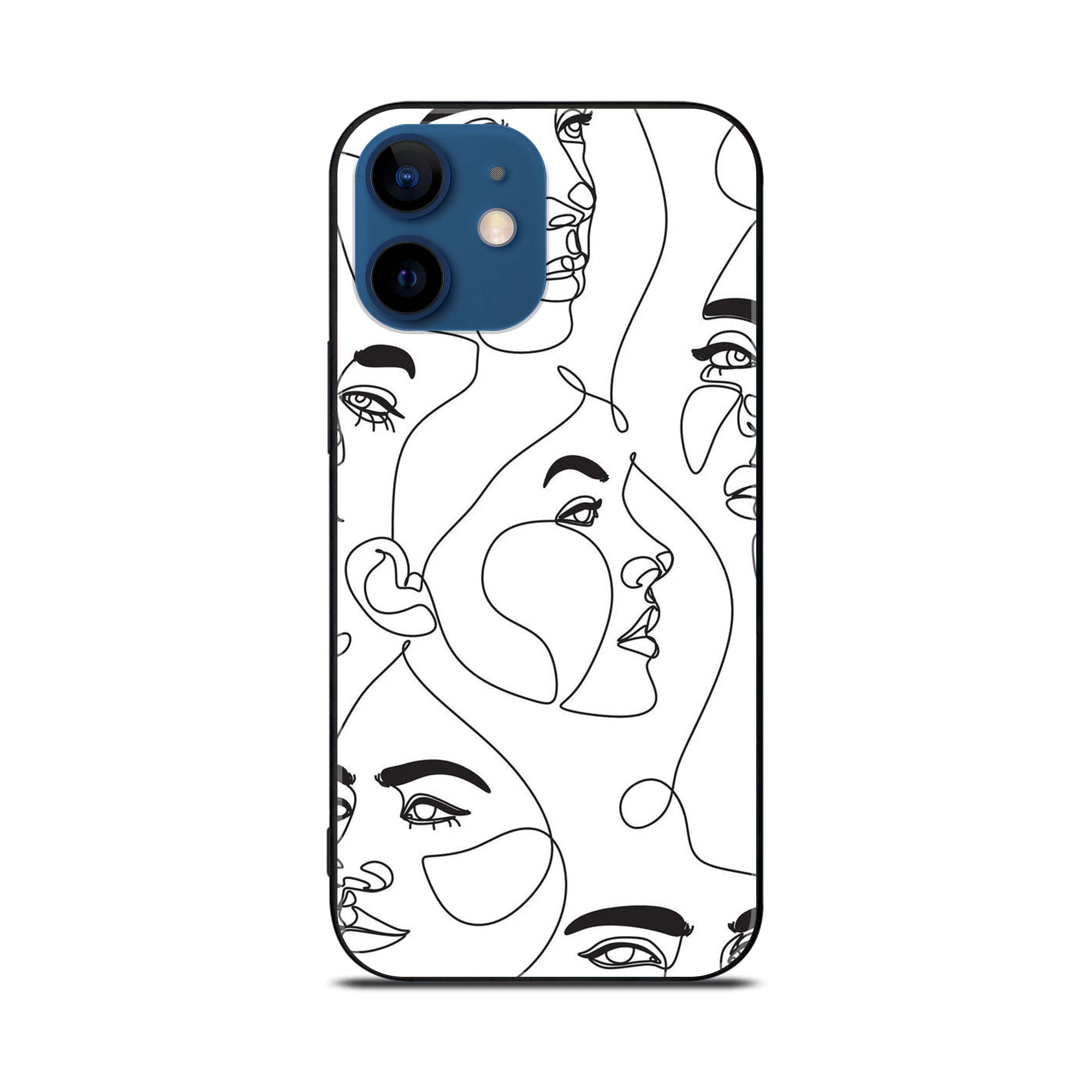 iPhone 11 Girl Line Art Premium Printed Glass soft Bumper shock Proof Case