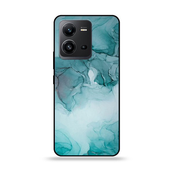 Vivo V25 5G  - Blue Marble Design 3 - Premium Printed Glass soft Bumper shock Proof Case CS-18196