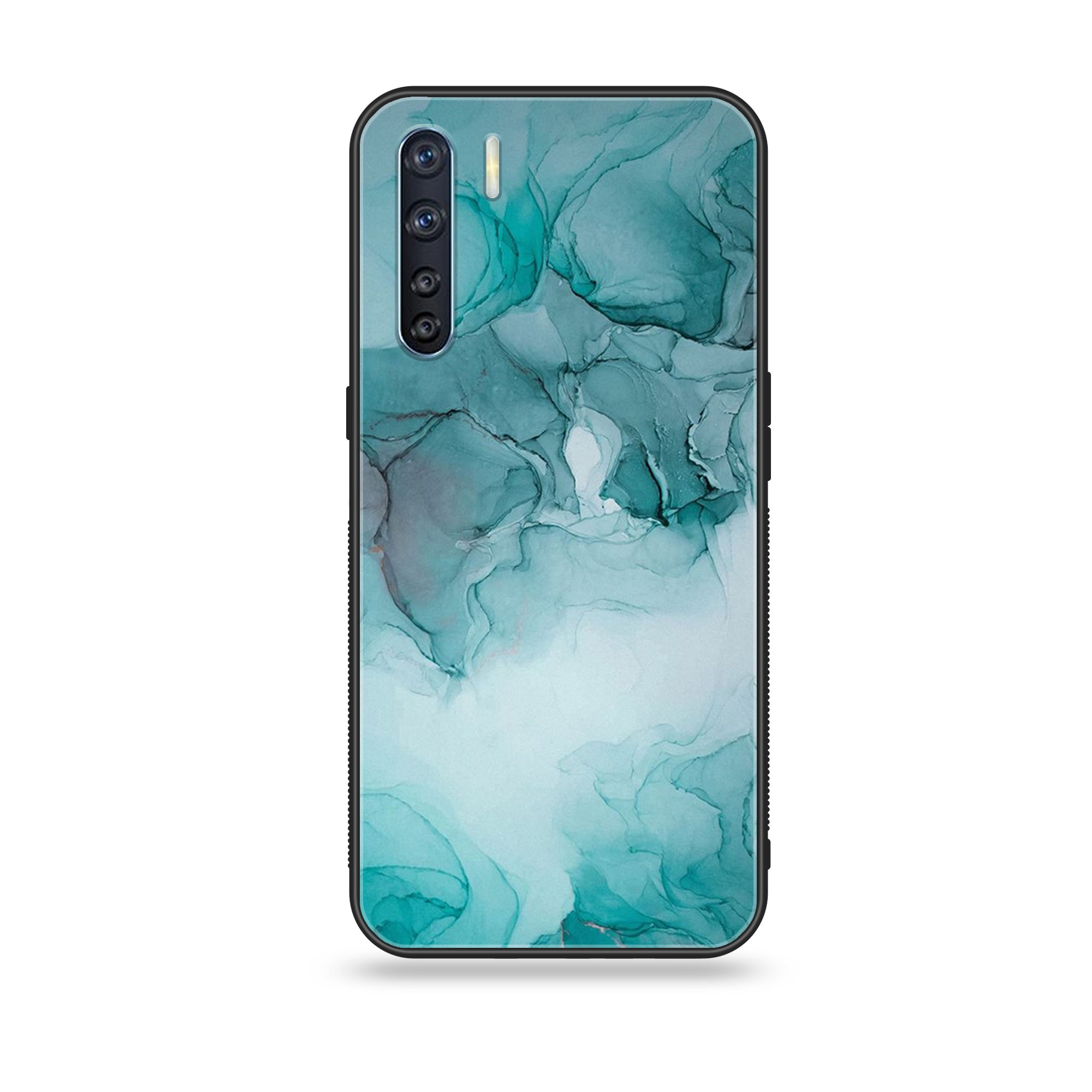 Oppo F15 - Blue  Marble Series - Premium Printed Glass soft Bumper shock Proof Case
