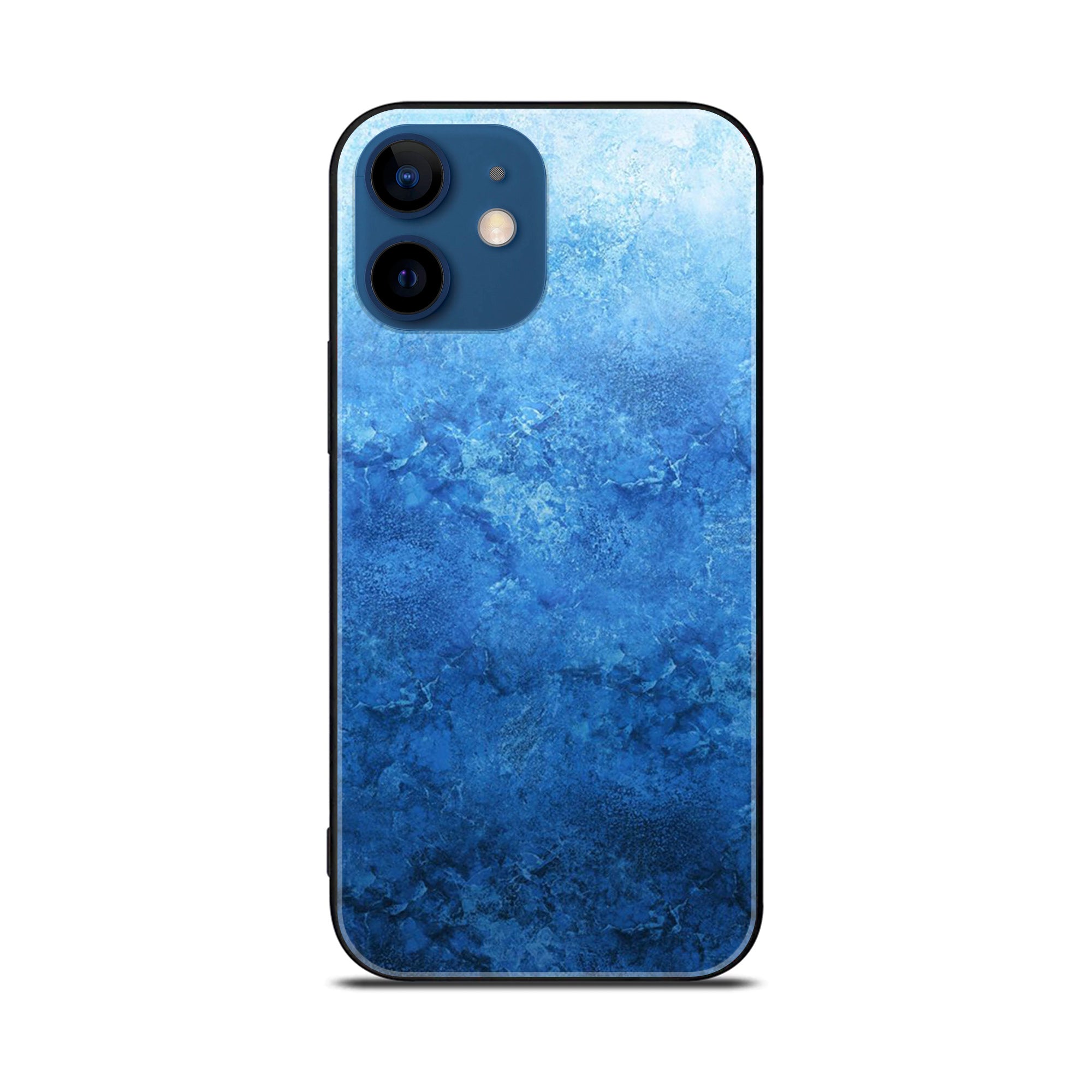 iPhone 12 Mini Blue Marble Series  Premium Metal Printed soft Bumper shock Proof Case