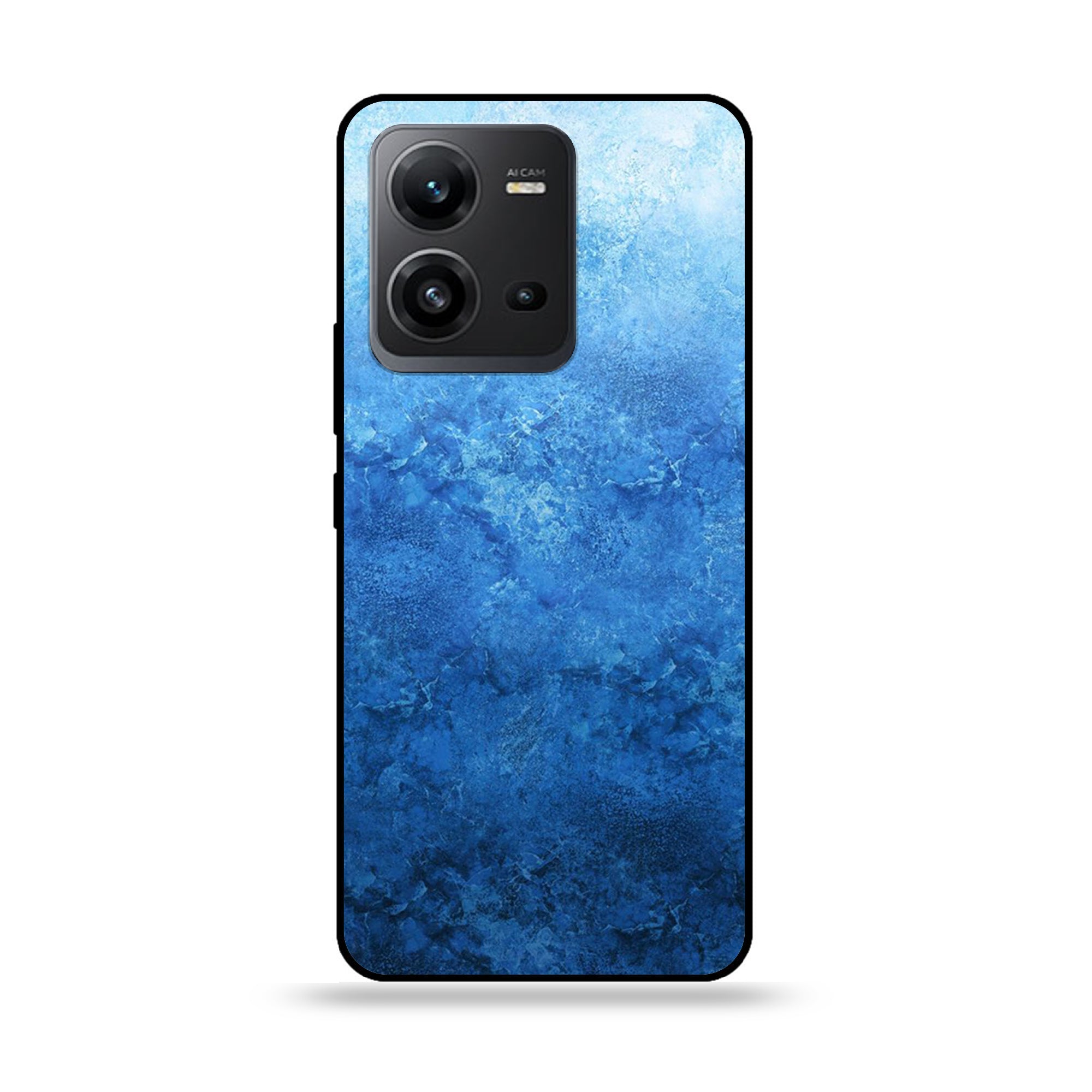 Vivo V25 5G  - Blue Marble Series - Premium Printed Glass soft Bumper shock Proof Case