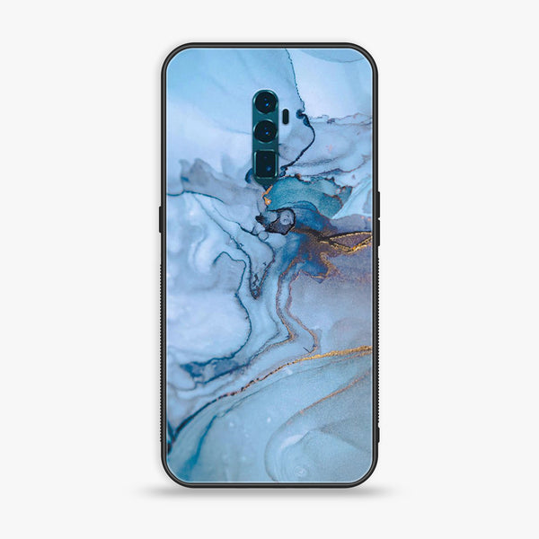 OPPO Reno 10x Zoom Blue Marble Series Premium Printed Glass soft Bumper shock Proof Case