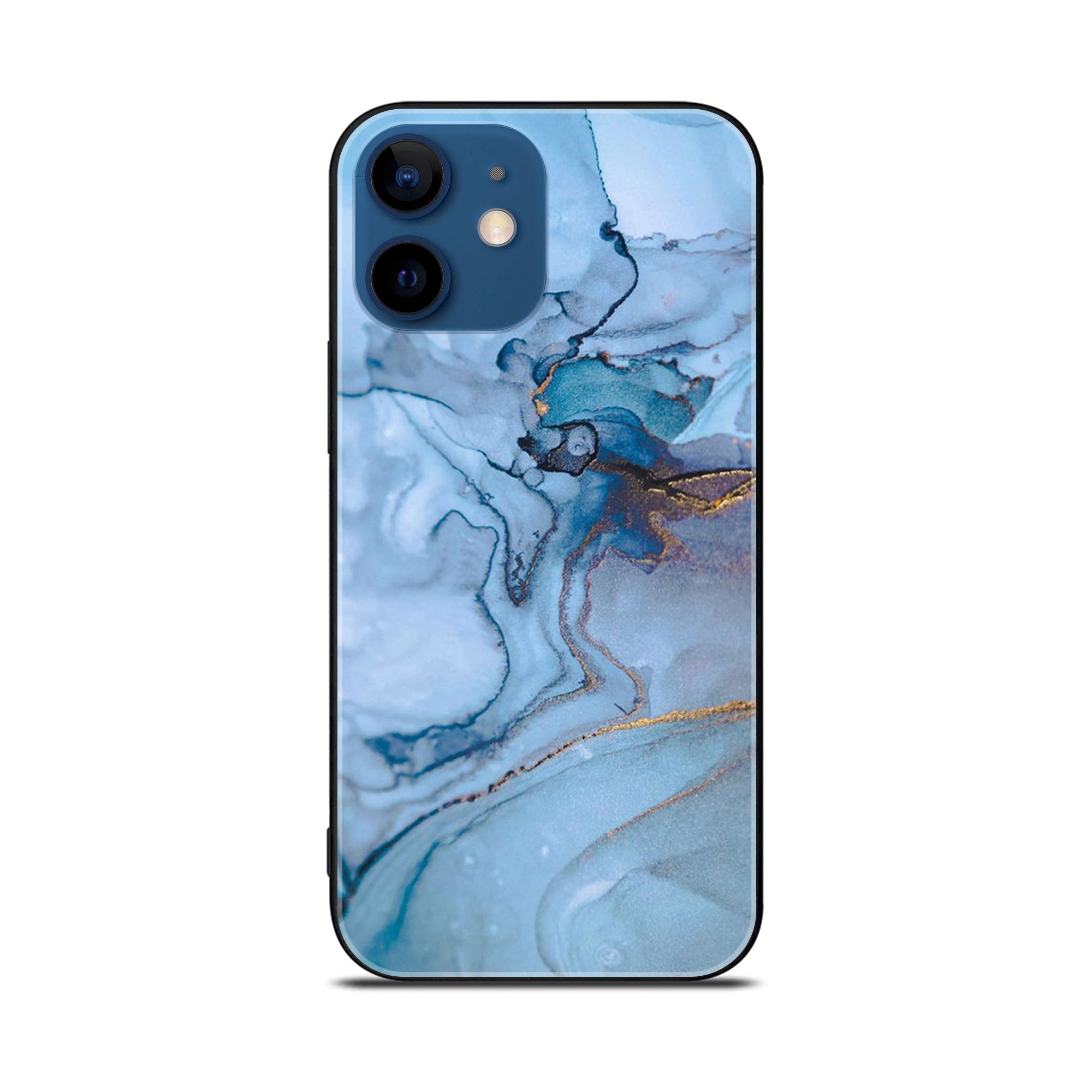 iPhone 11 Blue Marble Series  Premium Printed Glass soft Bumper shock Proof Case