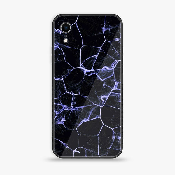 iPhone XR - Black Marble Series - Premium Printed Glass soft Bumper shock Proof Case