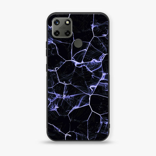 Realme C25Y  Black Marble Series Premium Printed Glass soft Bumper shock Proof Case