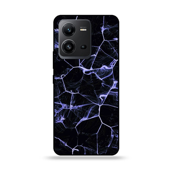 Vivo V25 5G  - Black Marble Design 10 - Premium Printed Glass soft Bumper shock Proof Case CS-8795
