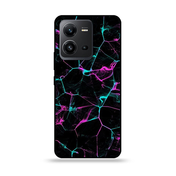 Vivo V25 5G  - Black Marble Design 9 - Premium Printed Glass soft Bumper shock Proof Case CS-17449