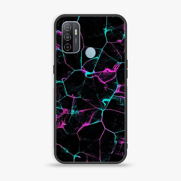 Oppo A53 - BLACK  Marble Design 9 - Premium Printed Glass soft Bumper shock Proof Case CS-15228