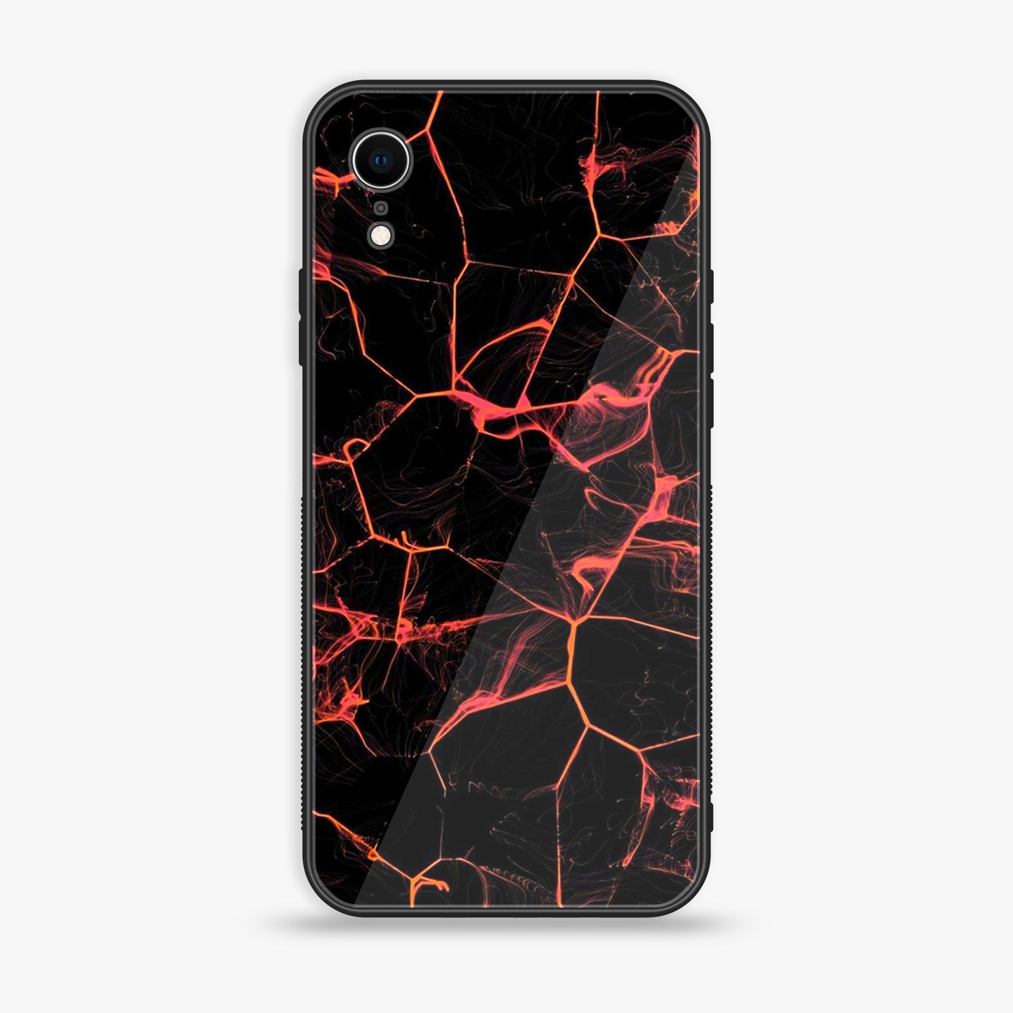 iPhone XR - Black Marble Series - Premium Printed Glass soft Bumper shock Proof Case