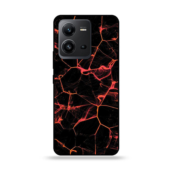 Vivo V25 5G  - Black Marble Design 8  - Premium Printed Glass soft Bumper shock Proof Case  CS-34410