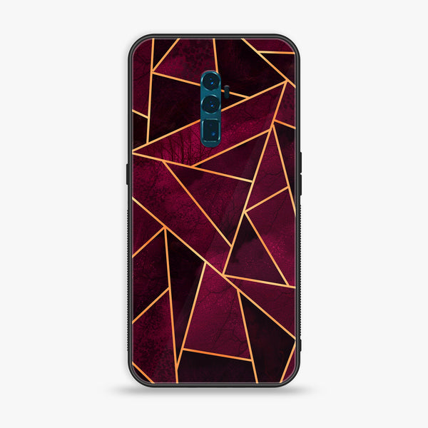 OPPO Reno 10x Zoom Geometric Marble Series Premium Printed Glass soft Bumper shock Proof Case