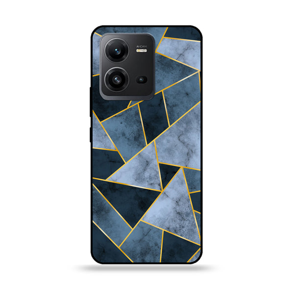 Vivo V25 5G  - Geometric Marble Series  Design 3 - Premium Printed Glass soft Bumper shock Proof Case  CS-20040