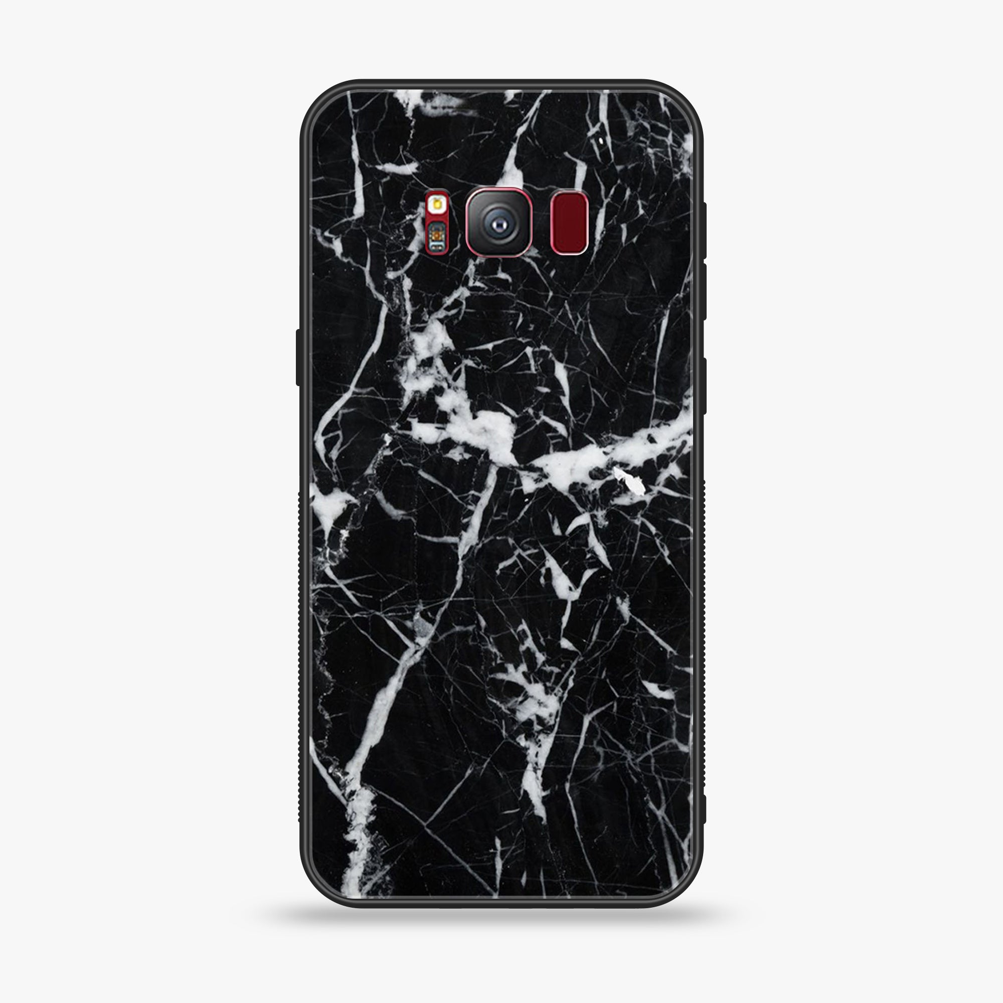 Galaxy S8 - Black Marble Series - Premium Printed Glass soft Bumper shock Proof Case
