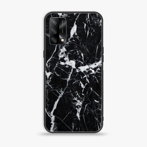 Oppo A74 - Black Marble Series  Design 4 - Premium Printed Glass soft Bumper shock Proof Case CS-20389