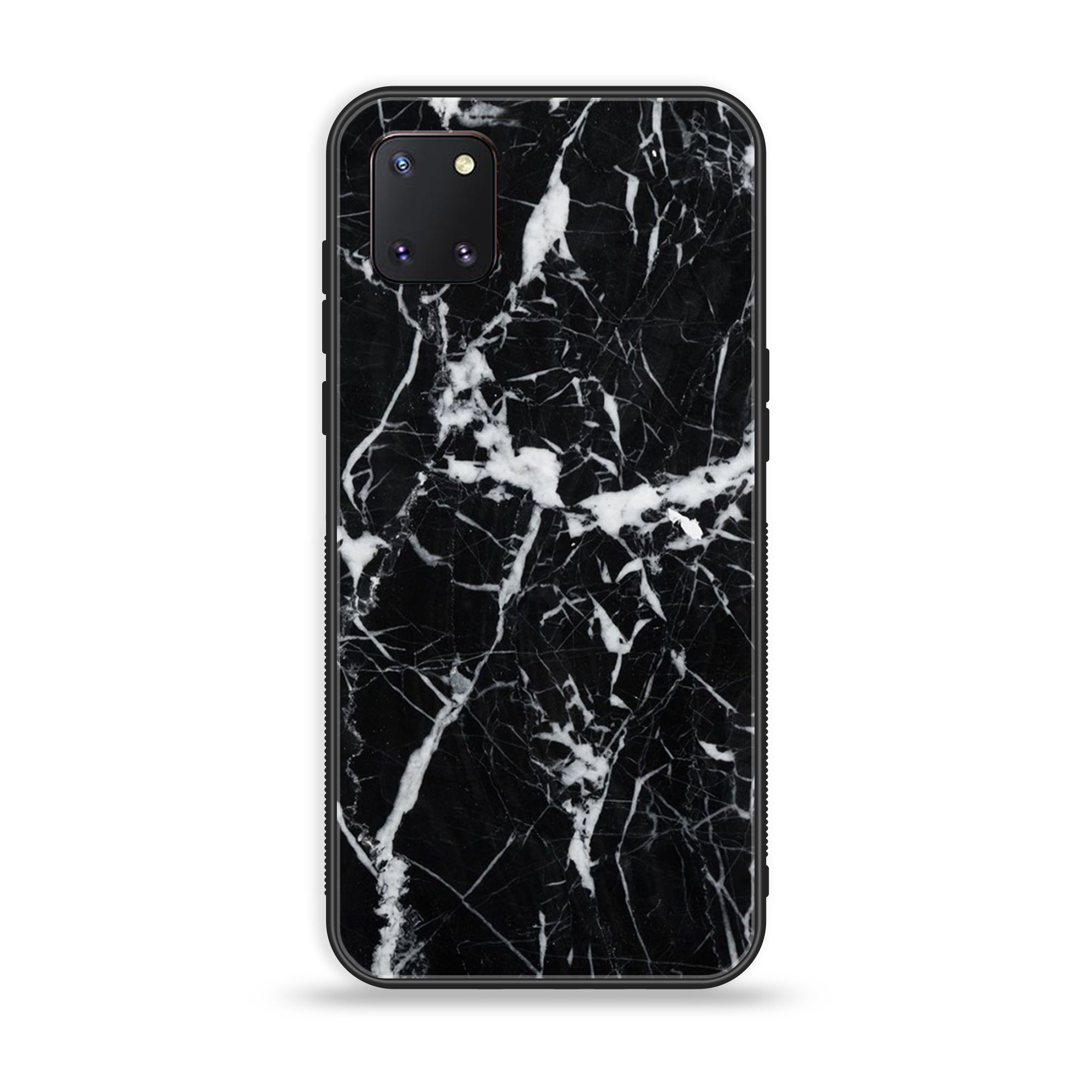 Samsung Galaxy Note 10 Lite - Black Marble Series - Premium Printed Glass soft Bumper shock Proof Case