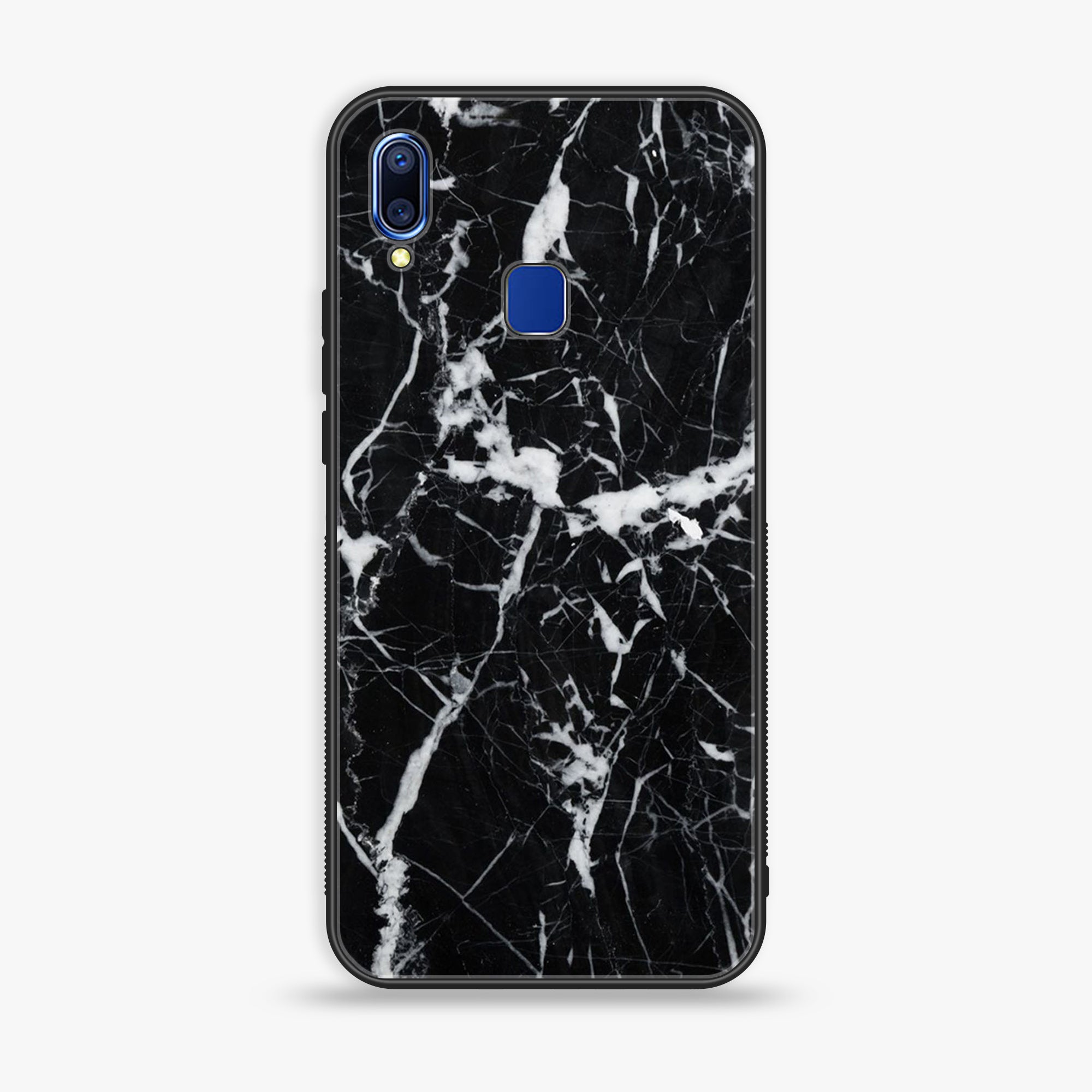 vivo Y95- Black Marble Series - Premium Printed Glass soft Bumper shock Proof Case