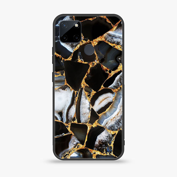 Realme C21Y  - Black Marble Design 5 - Premium Printed Glass soft Bumper shock Proof Case CS-19214