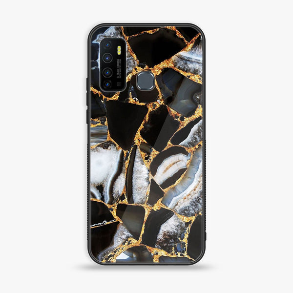 Infinix Hot 9 Play - Black Marble Design 5  Premium Metal Printed soft Bumper shock Proof Case  CS-30551