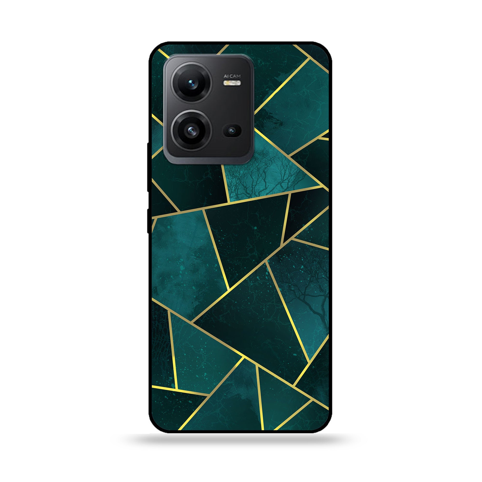 Vivo V25 5G  - Geometric Marble Series - Premium Printed Glass soft Bumper shock Proof Case