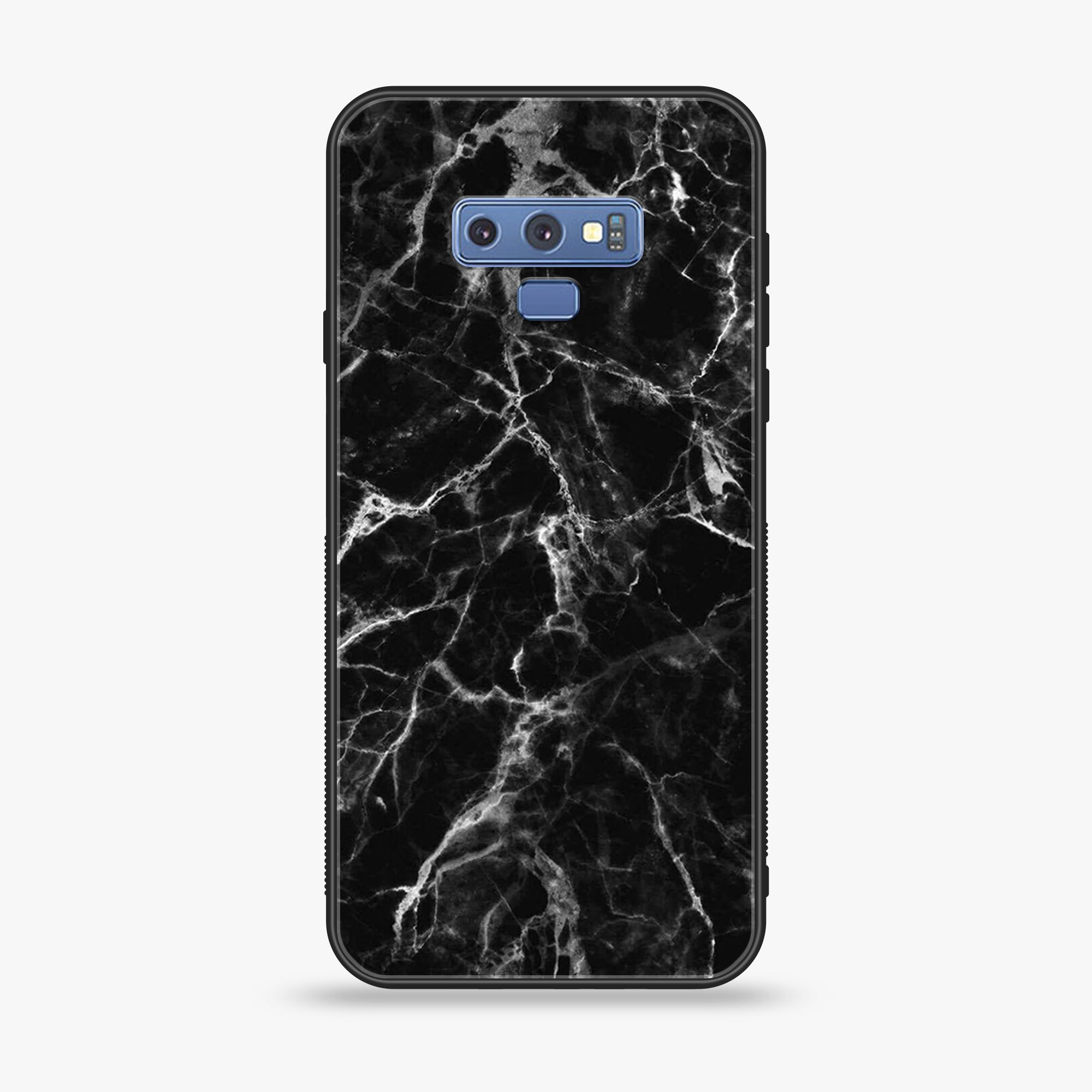 Samsung Galaxy Note 9 - Black marble Series - Premium Printed Glass soft Bumper shock Proof Case