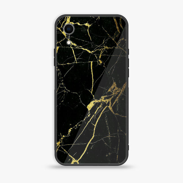 iPhone XR - Black Marble Series Design 3  - Premium Printed Glass soft Bumper shock Proof Case  CS-20258