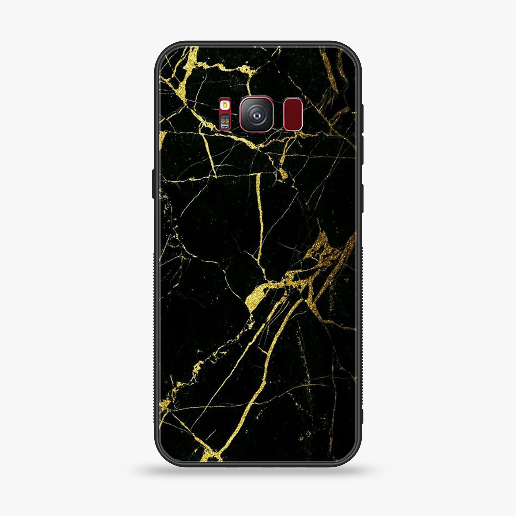 Galaxy S8 - Black Marble Series - Premium Printed Glass soft Bumper shock Proof Case
