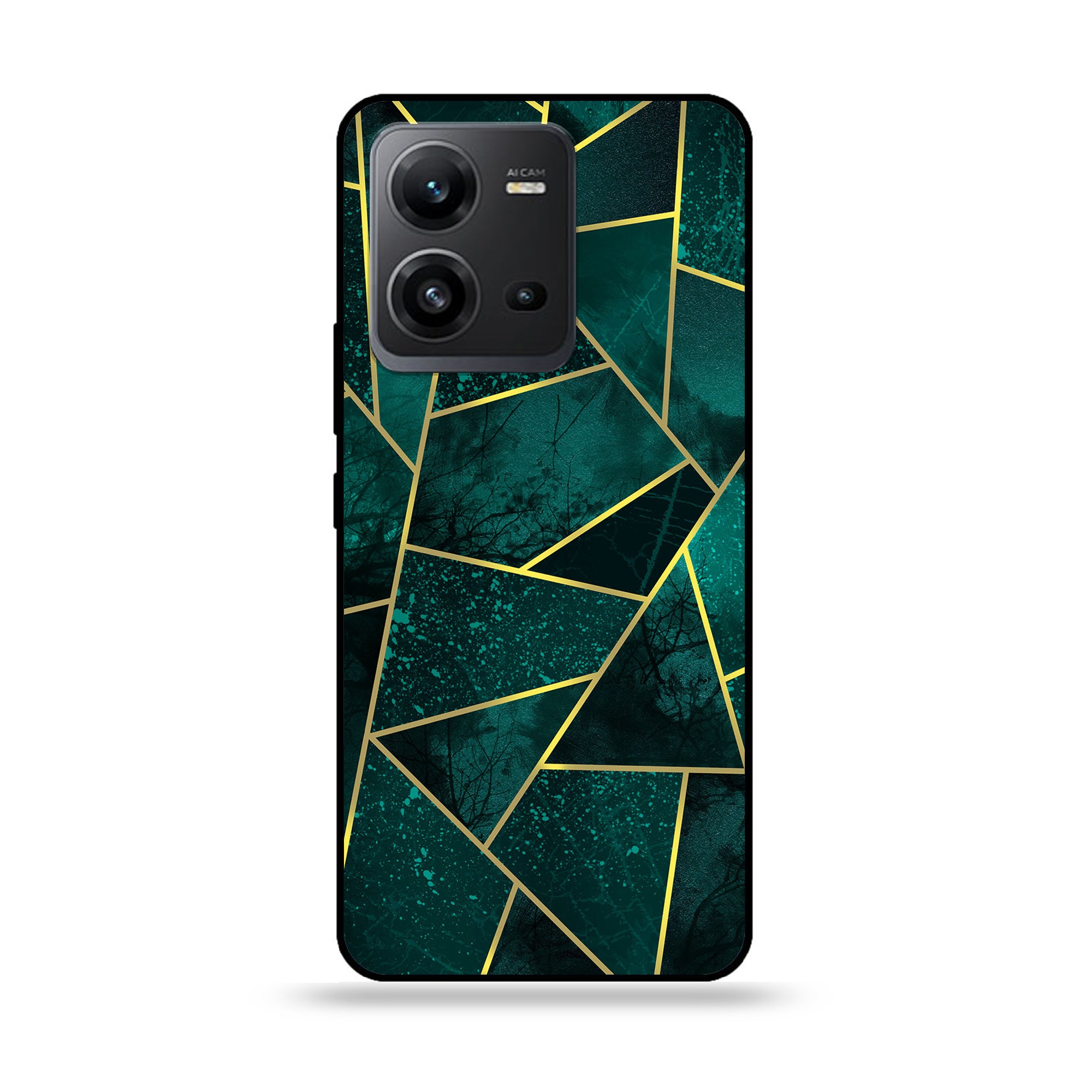 Vivo V25 5G  - Geometric Marble Series - Premium Printed Glass soft Bumper shock Proof Case