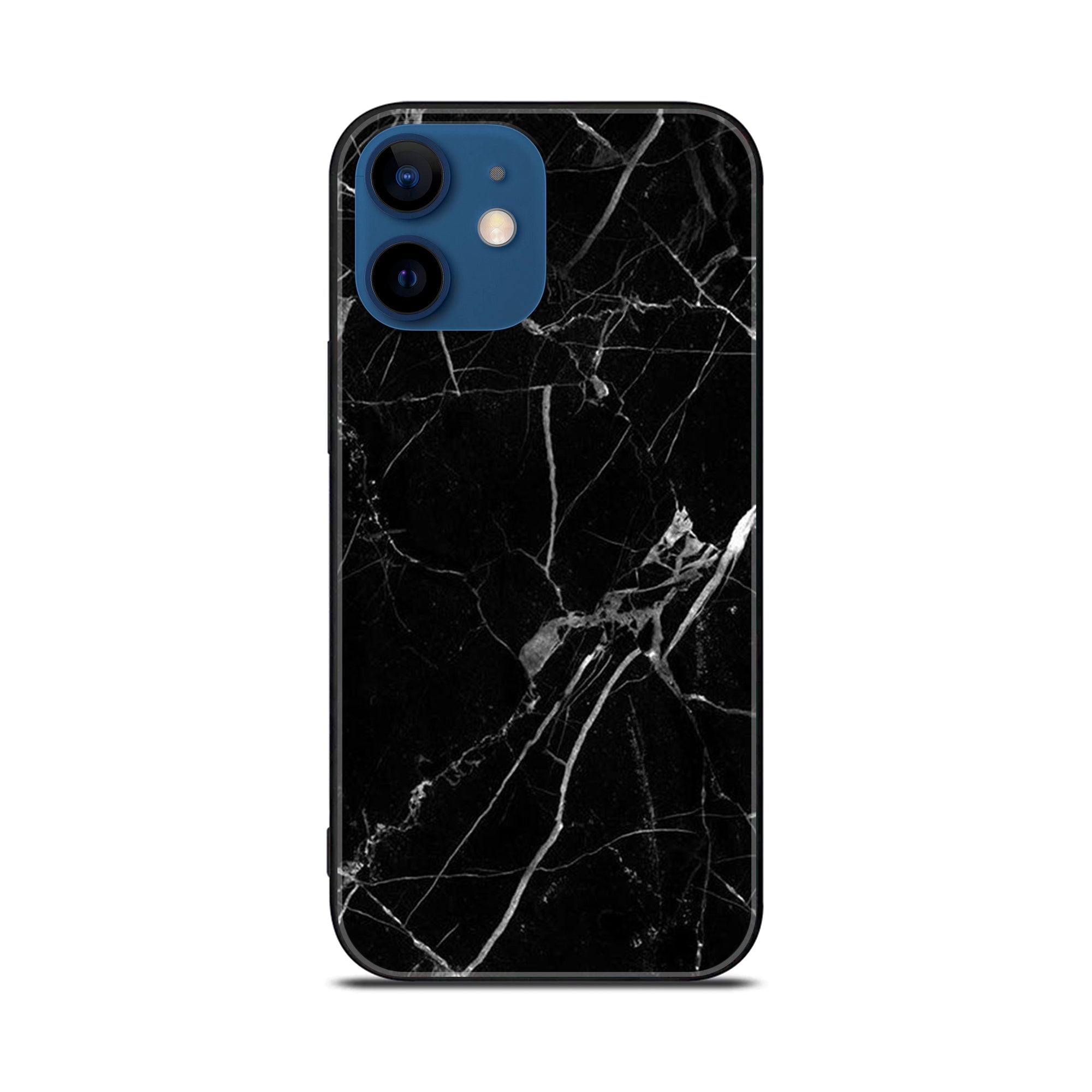 iPhone 11  Black Marble Series  Premium Printed Glass soft Bumper shock Proof Case