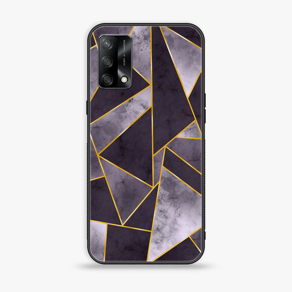 Oppo F19 - Geometric Marble Design 8 - Premium Printed Glass soft Bumper shock Proof Case CS-18086