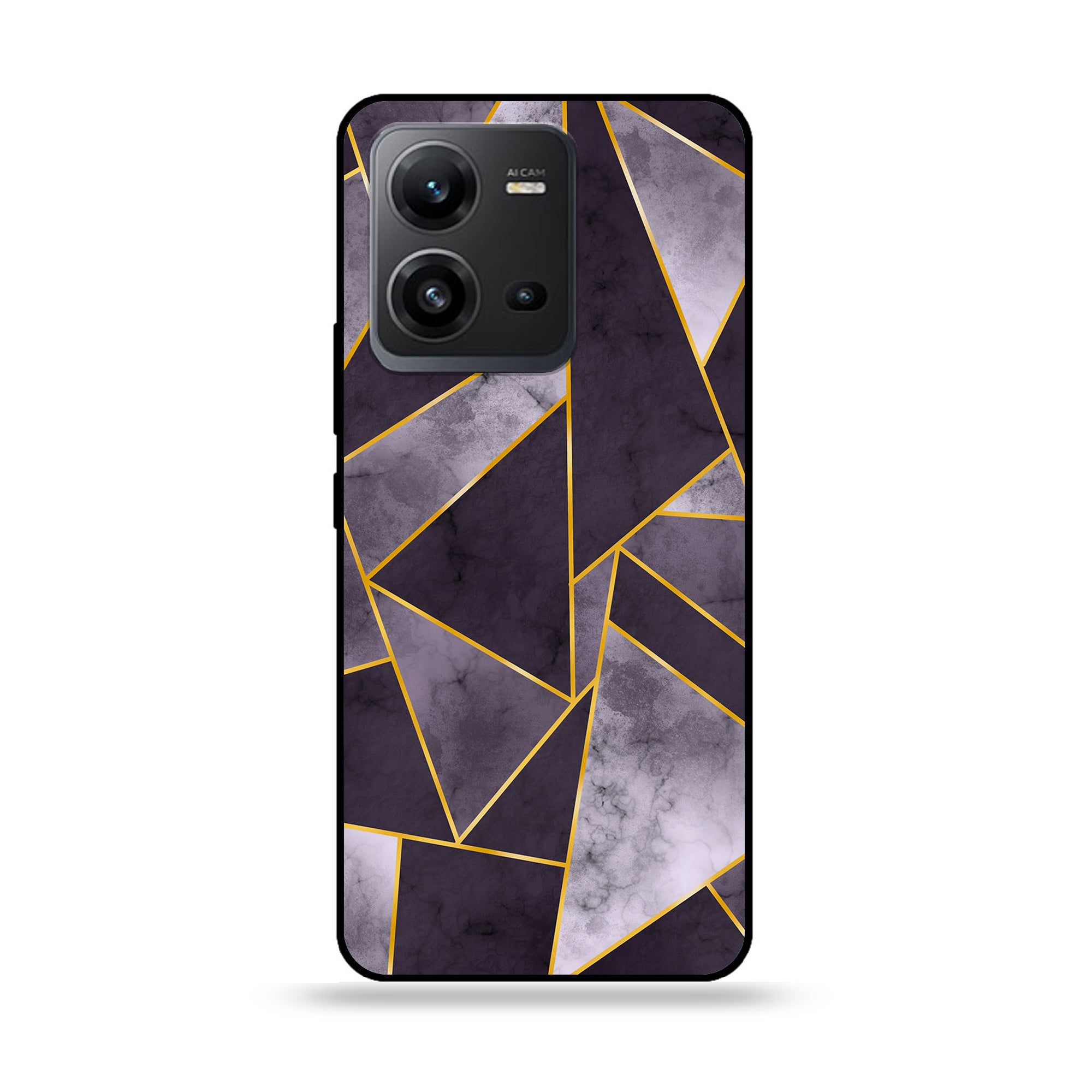 Vivo V25 5G  - Geometric Marble Series - Premium Printed Glass soft Bumper shock Proof Case