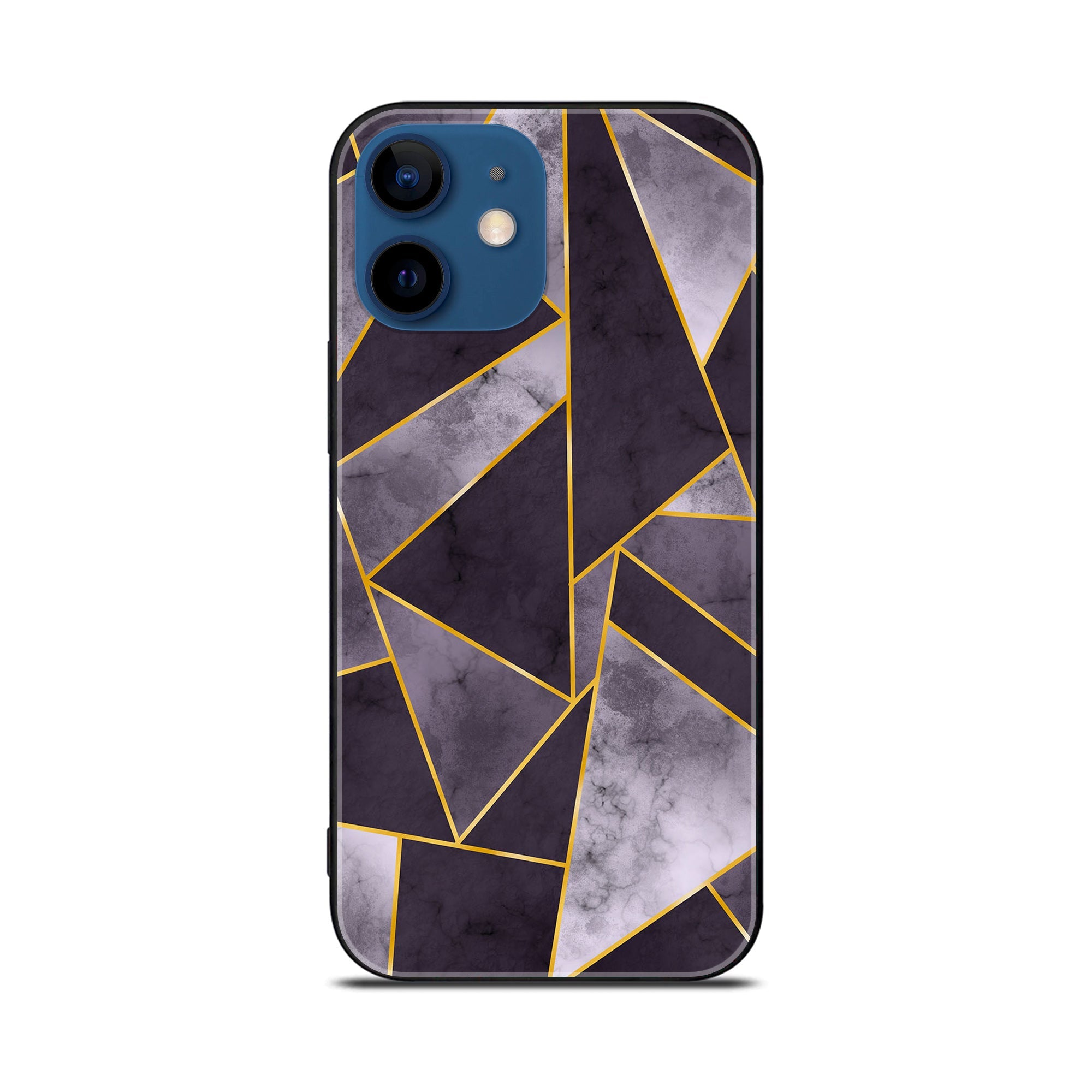 iPhone 12 Geometric Marble Premium Printed Glass soft Bumper shock Proof Case