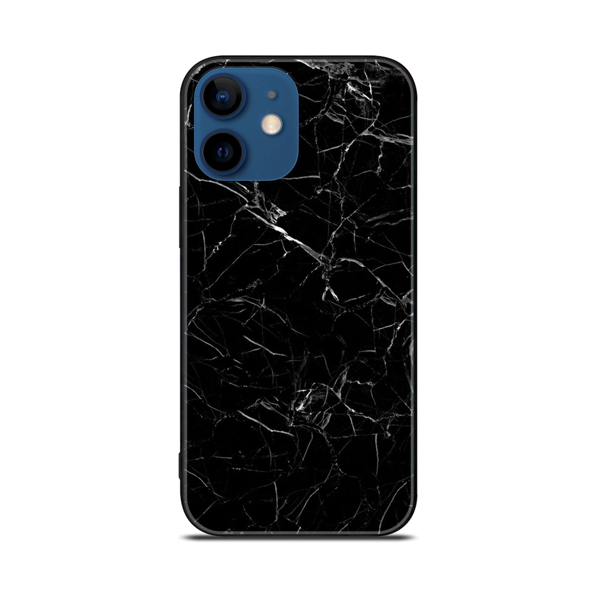 iPhone 11  Black Marble Series  Premium Printed Glass soft Bumper shock Proof Case