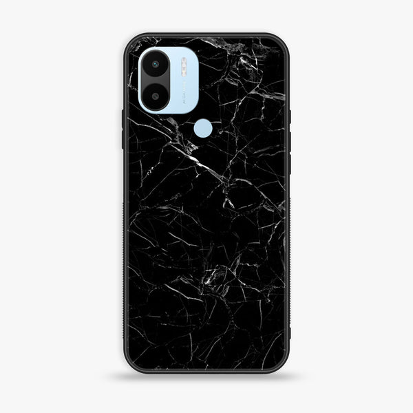 Xiaomi Redmi A1 Plus - Black Marble Design 1 - Premium Printed Glass soft Bumper shock Proof Case CS-14675